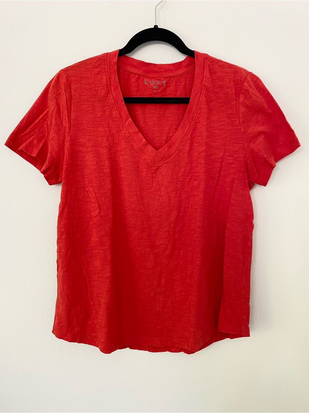 LOFT Bright Red 100% Cotton Tee Size L